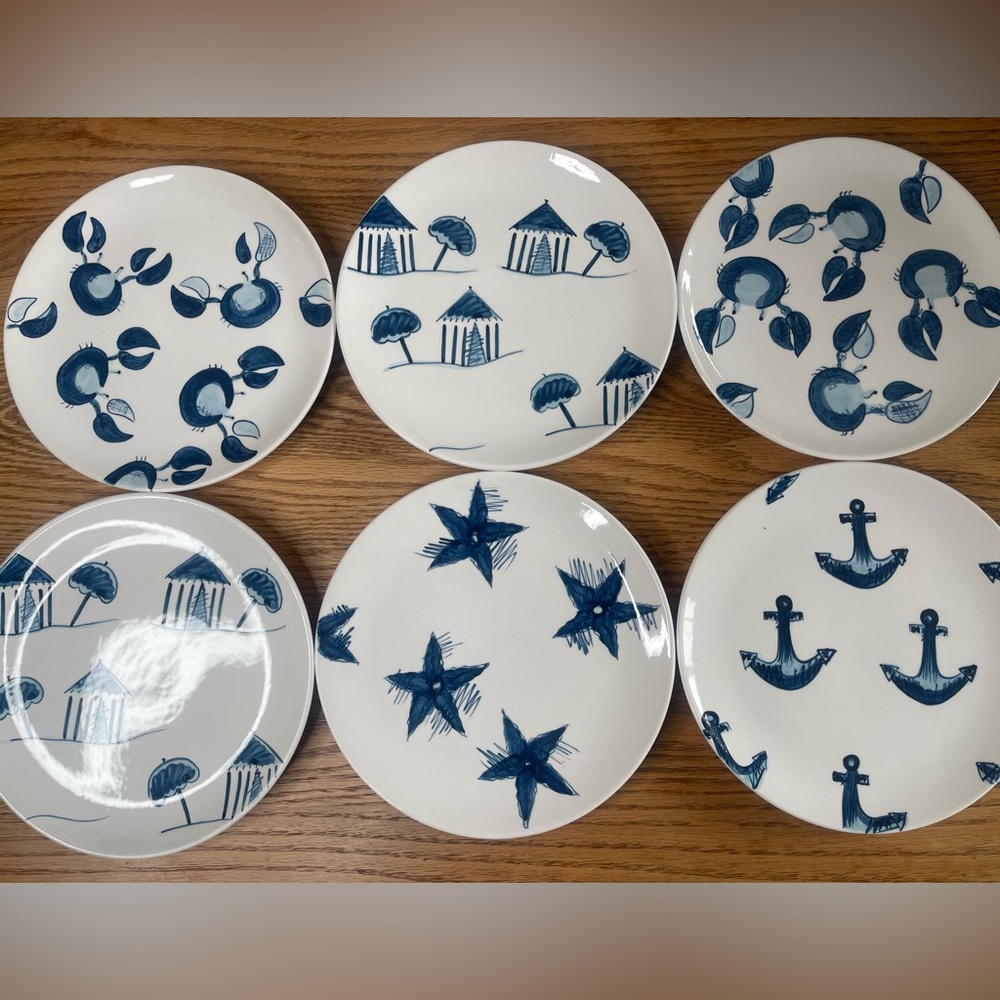 Set of 6 Trish Richman Hand Painted Plates
